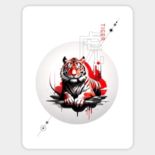 Tiger AI east japan china ink design Sticker